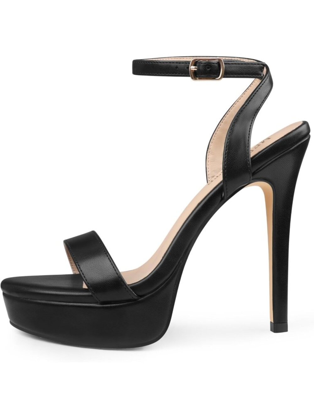 Women's Black Open Toe Platform Stiletto Sexy Ankle Buckle Strap Heels Sandals